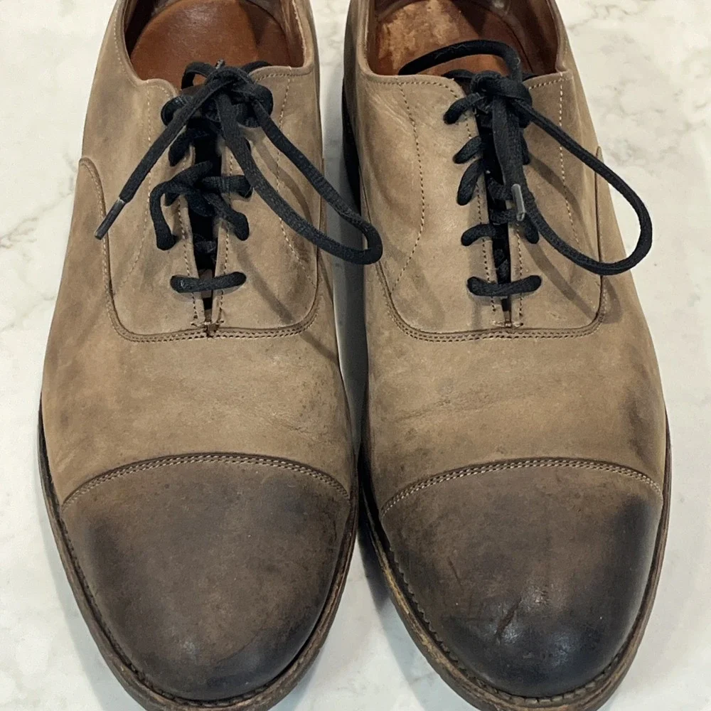 Allen Edmonds Buxton Oxford 11.5 D Cap Toe Burnished Brown Combed Leather‎